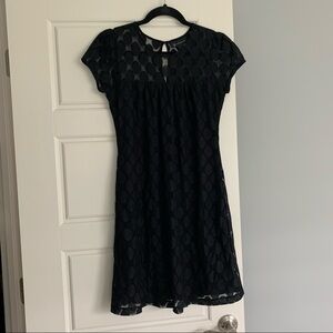 INC short sleeve black circle lace dress size S